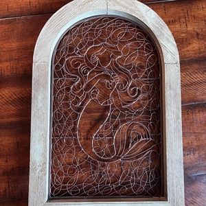Little Mermaid Wire and Wood Framed Artwork